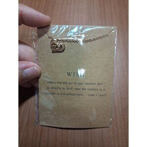 NWT Heart Charm Necklace Make a Wish Gift Boho Chain Jewelry Y2K Casual Gold AF3
